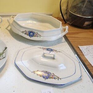Vintage Martha Washington Covered Floral Vegetable Dish French China